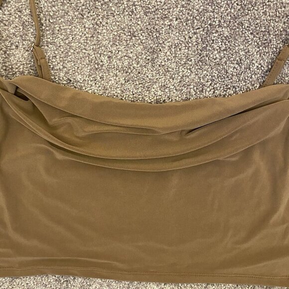 Express Womens Cowl Neck Cropped Cami Spaghetti Straps Sandshell Top Size XL NWT - Picture 6 of 16